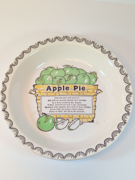 Jeannette Other - Apple Pie Vintage Ceramic Recipe Pie Plate